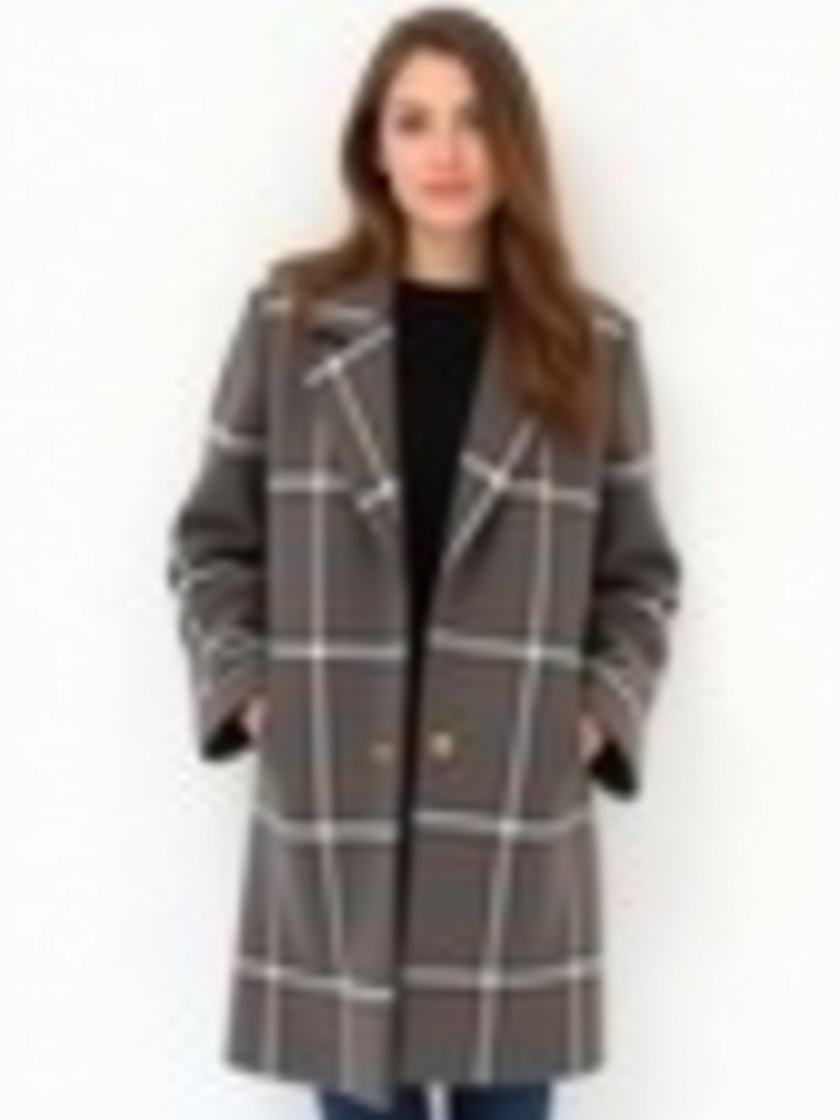 Manteau en laine capuche à carreaux